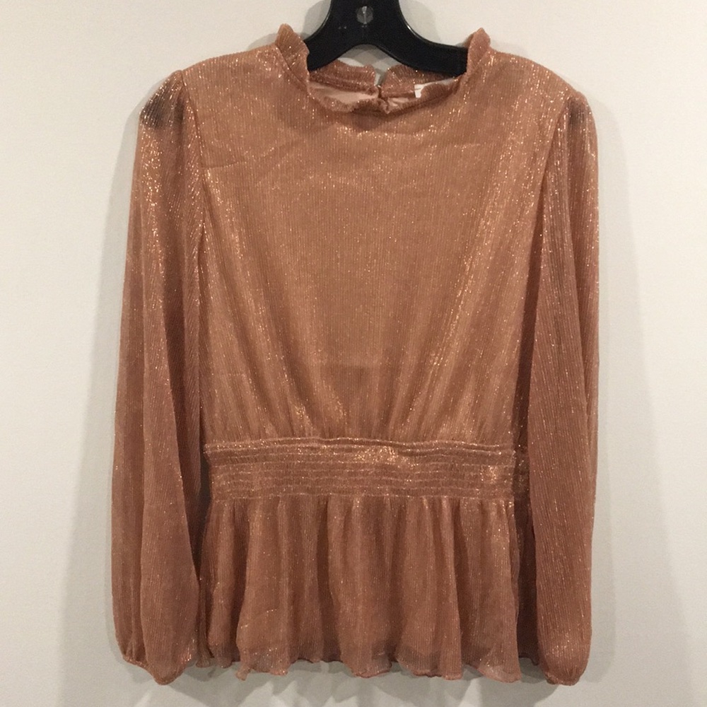 MOON RIVER Women’s Long Sleeve Mock Neck Blouse